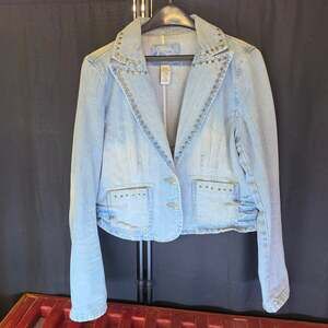 Star Jeans Vintage Y2K Light Wash Studded Denim Blazer Jacket XL